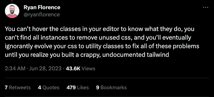 Ryan Florence, creator of React Router and Remix about Tailwind benefits